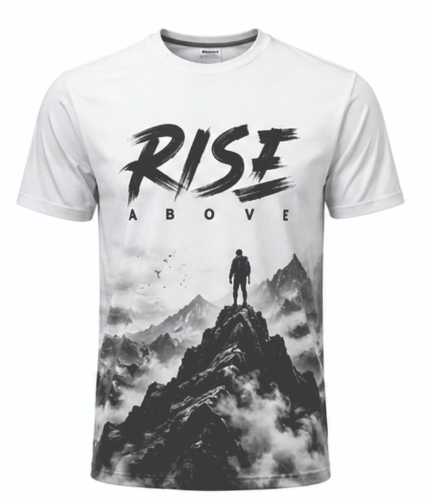 White Rise Above mountain graphic t-shirt