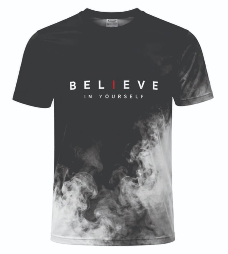 Believe In Yourself smoke graphic t-shirt