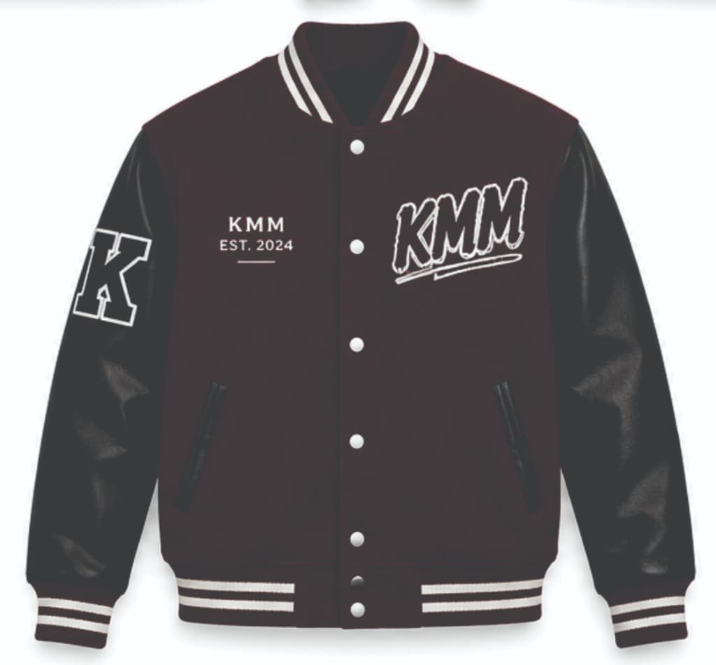 Maroon and black KMM varsity jacket